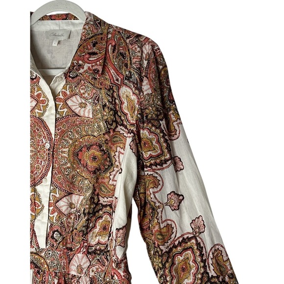 Cleobella Dress Women's Large Foulard Paisley Long Sleeve Elastic Back Button Up - Picture 9 of 12